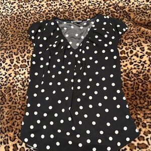 Express Black and White Polka Dot Blouse